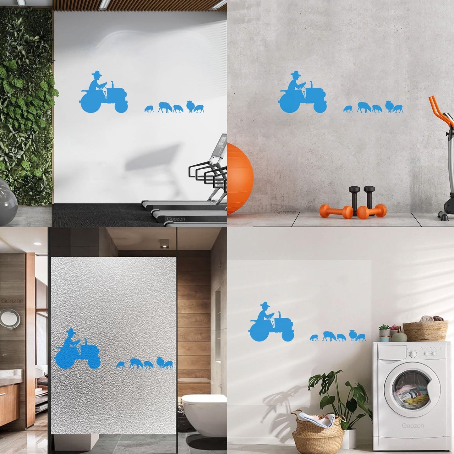 Wall Decals Pvc Farmer Tractor Animals She Farm Self Adhesive