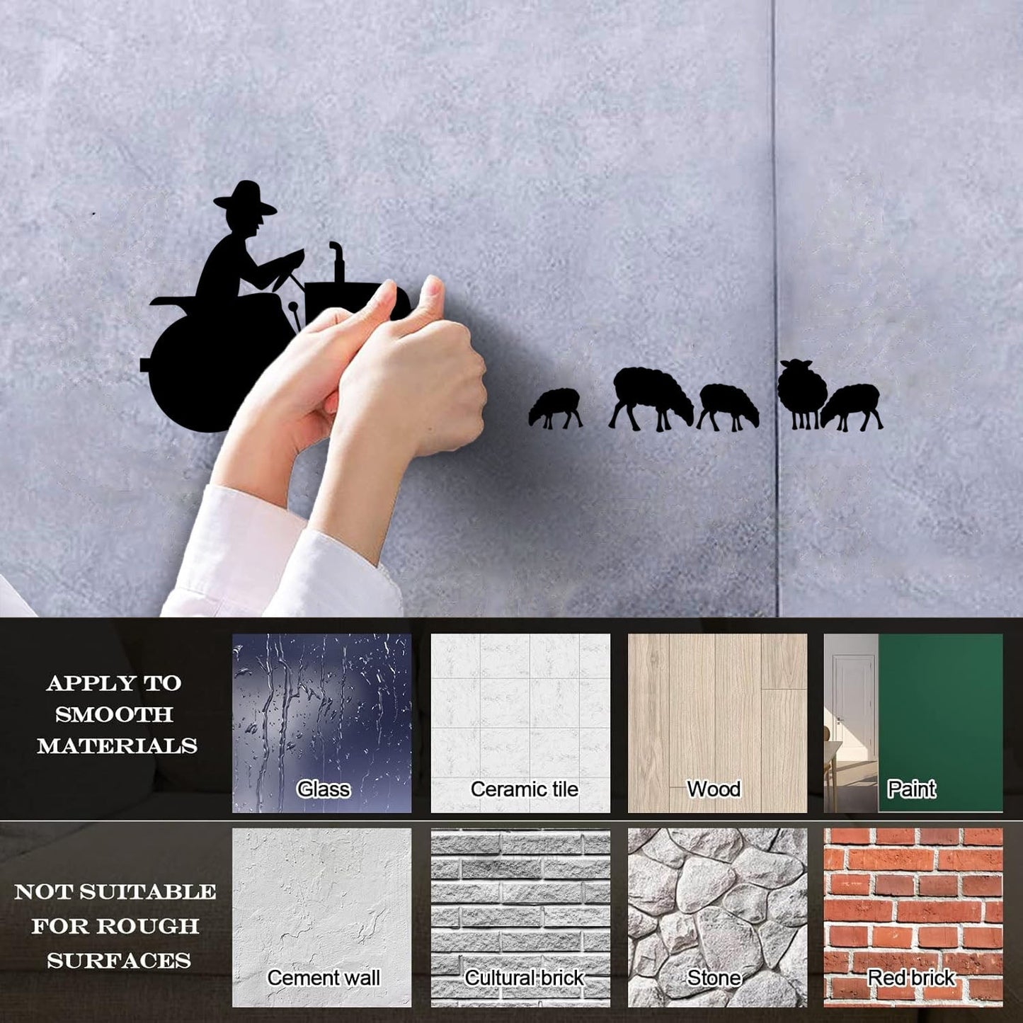 Wall Decals Pvc Farmer Tractor Animals She Farm Self Adhesive