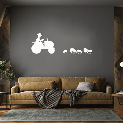 Wall Decals Pvc Farmer Tractor Animals She Farm Self Adhesive
