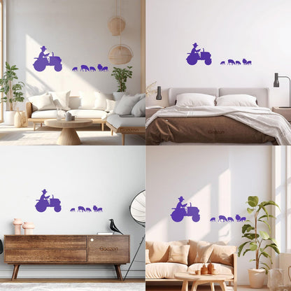 Wall Decals Pvc Farmer Tractor Animals She Farm Self Adhesive