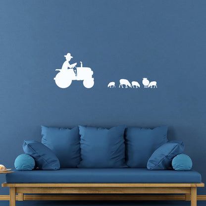 Wall Decals Pvc Farmer Tractor Animals She Farm Self Adhesive