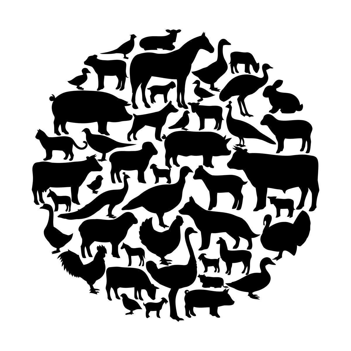 Vinyl Wall Stickers Farm Village Rural Circle House Animals Equipped With Transfer Film Kit