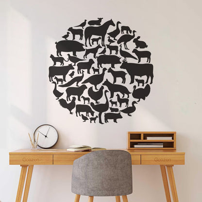 Vinyl Wall Stickers Farm Village Rural Circle House Animals Equipped With Transfer Film Kit