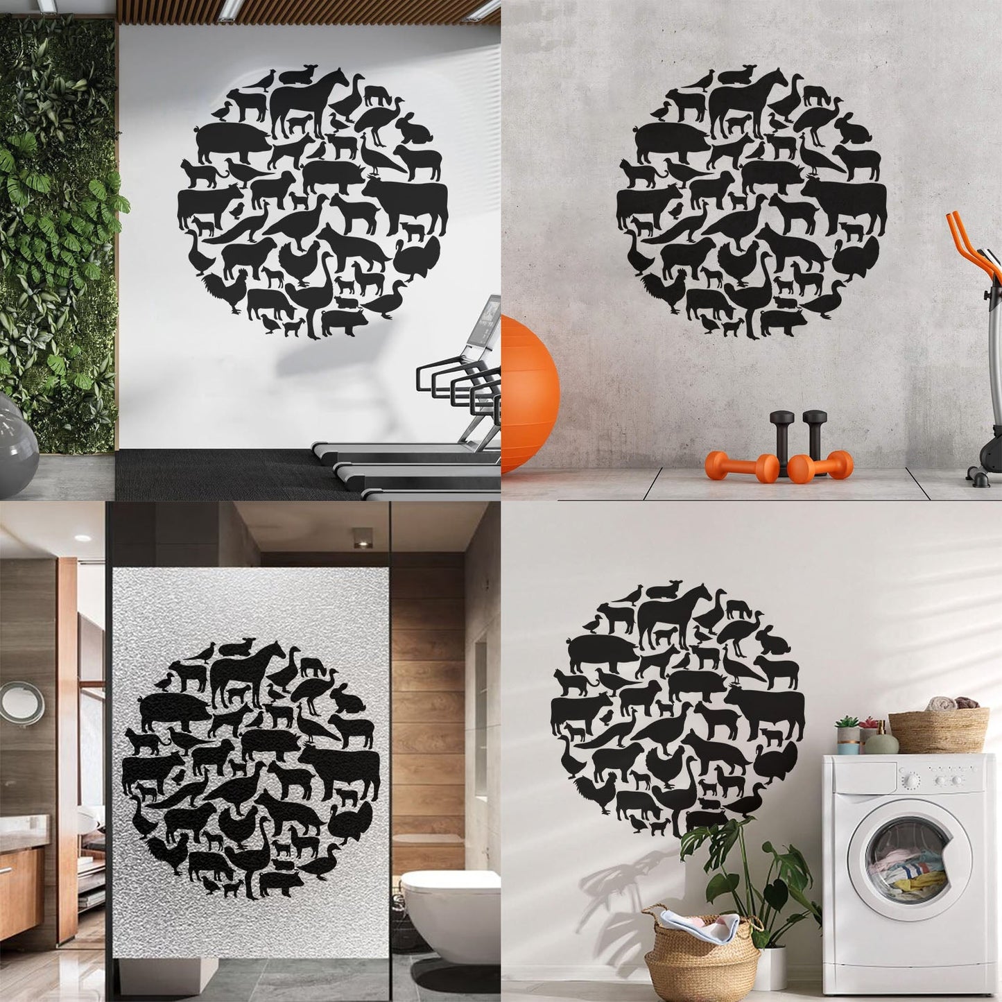 Vinyl Wall Stickers Farm Village Rural Circle House Animals Equipped With Transfer Film Kit