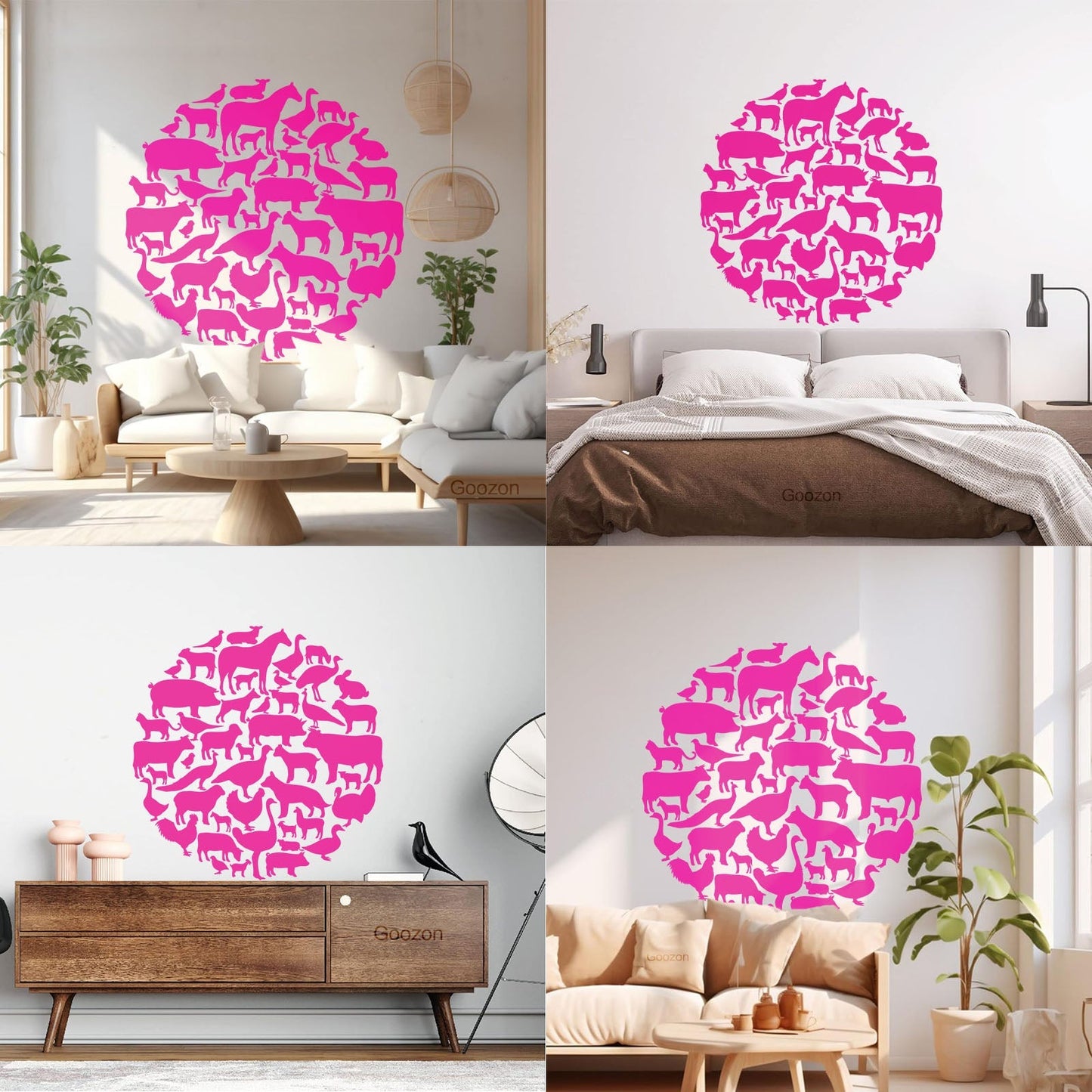 Vinyl Wall Stickers Farm Village Rural Circle House Animals Equipped With Transfer Film Kit
