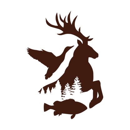 Wall Stickers Fisher Hunting Duck Elk Fish Silhouette Wild Animals Art Decoration