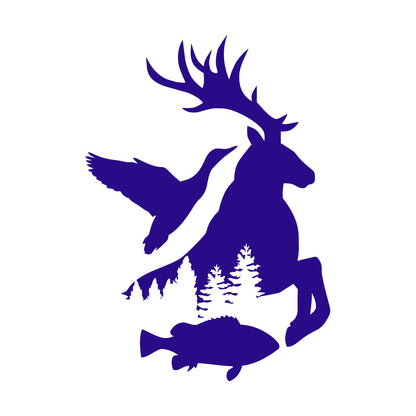 Wall Stickers Fisher Hunting Duck Elk Fish Silhouette Wild Animals Art Decoration