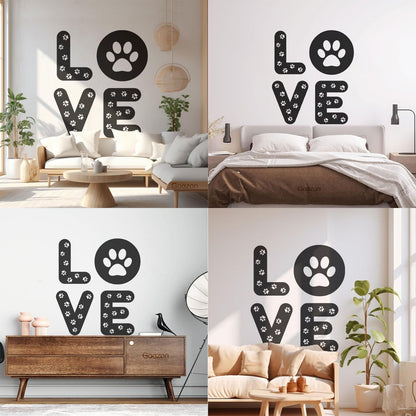 Wall Decals Footprints Animal Pet Love Word Do Not Damage The Wall Surface