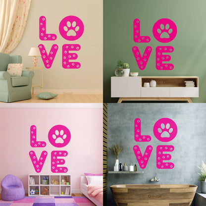 Wall Decals Footprints Animal Pet Love Word Do Not Damage The Wall Surface