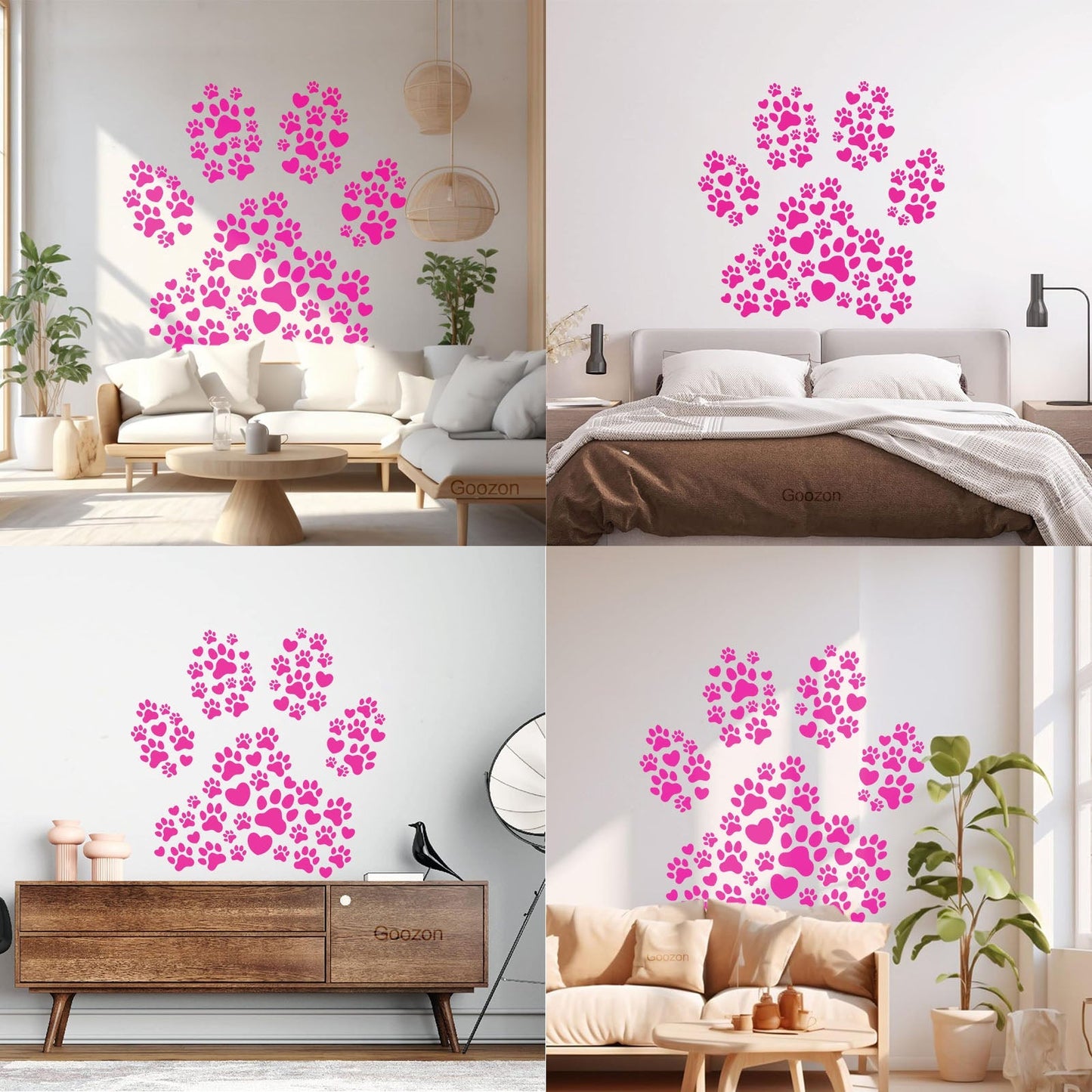 Vinyl Wall Decals Footprints Paws Love Pets Animal Shop Multi Color Selection