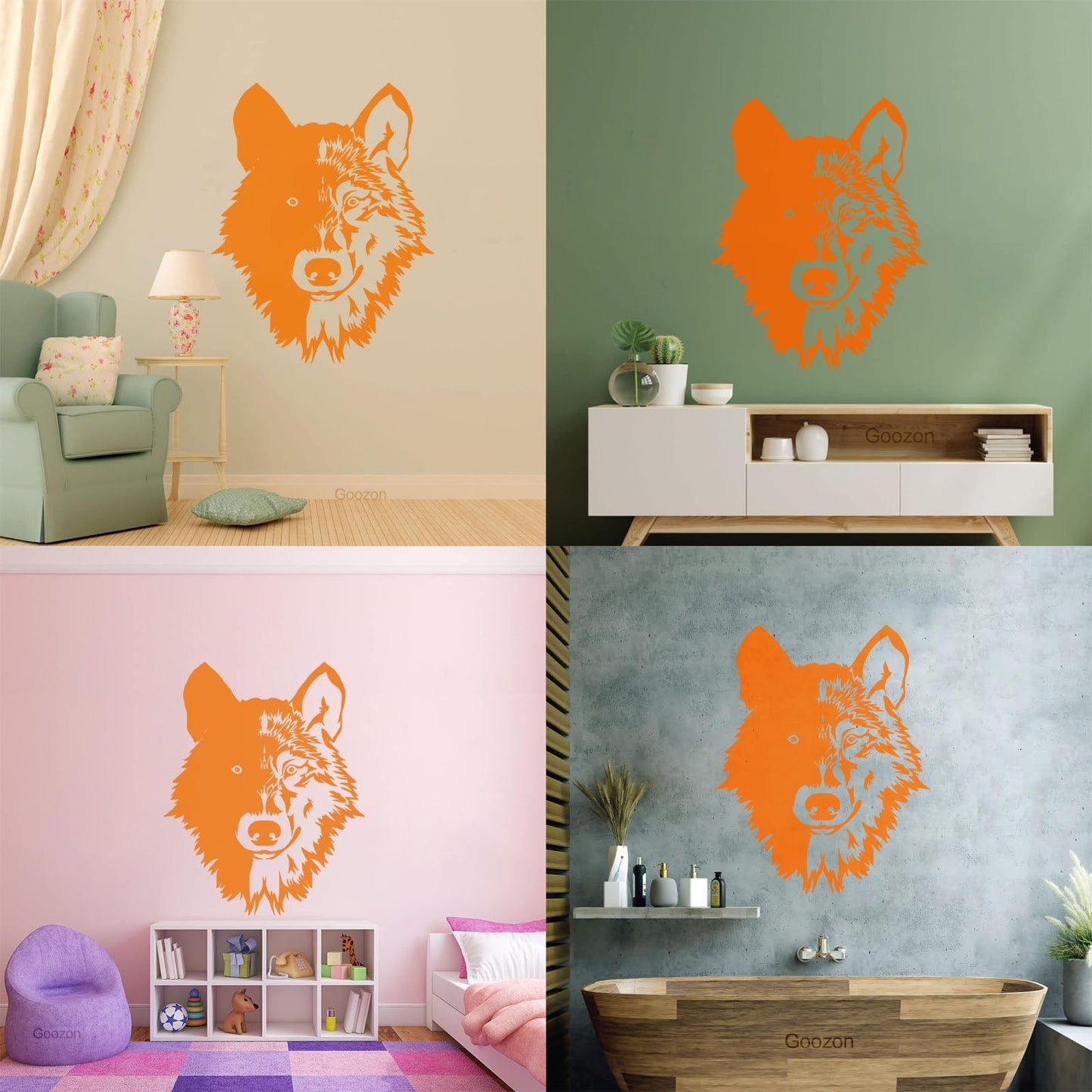 Wall Stickers Paster Paper Forest Beast Animal Lone Wolf Head Art Mural Painting