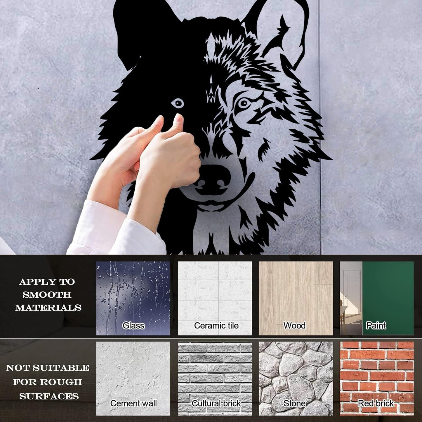 Wall Stickers Paster Paper Forest Beast Animal Lone Wolf Head Art Mural Painting
