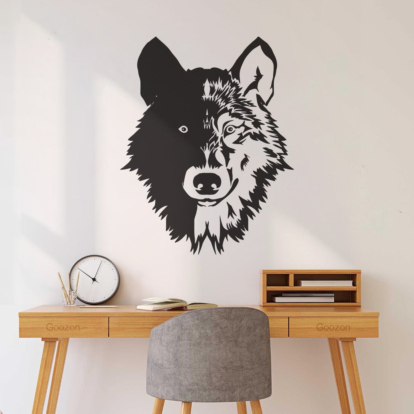 Wall Stickers Paster Paper Forest Beast Animal Lone Wolf Head Art Mural Painting