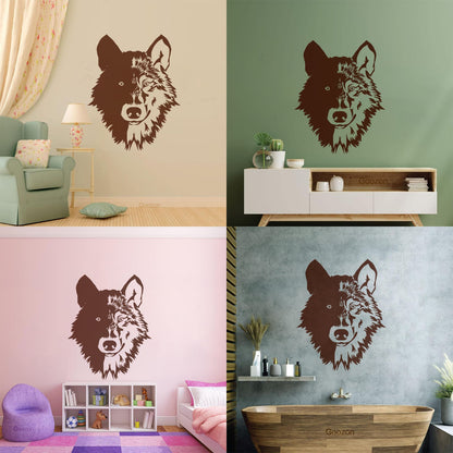 Wall Stickers Paster Paper Forest Beast Animal Lone Wolf Head Art Mural Painting