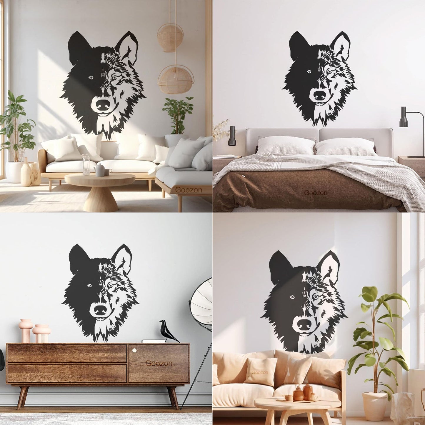 Wall Stickers Paster Paper Forest Beast Animal Lone Wolf Head Art Mural Painting