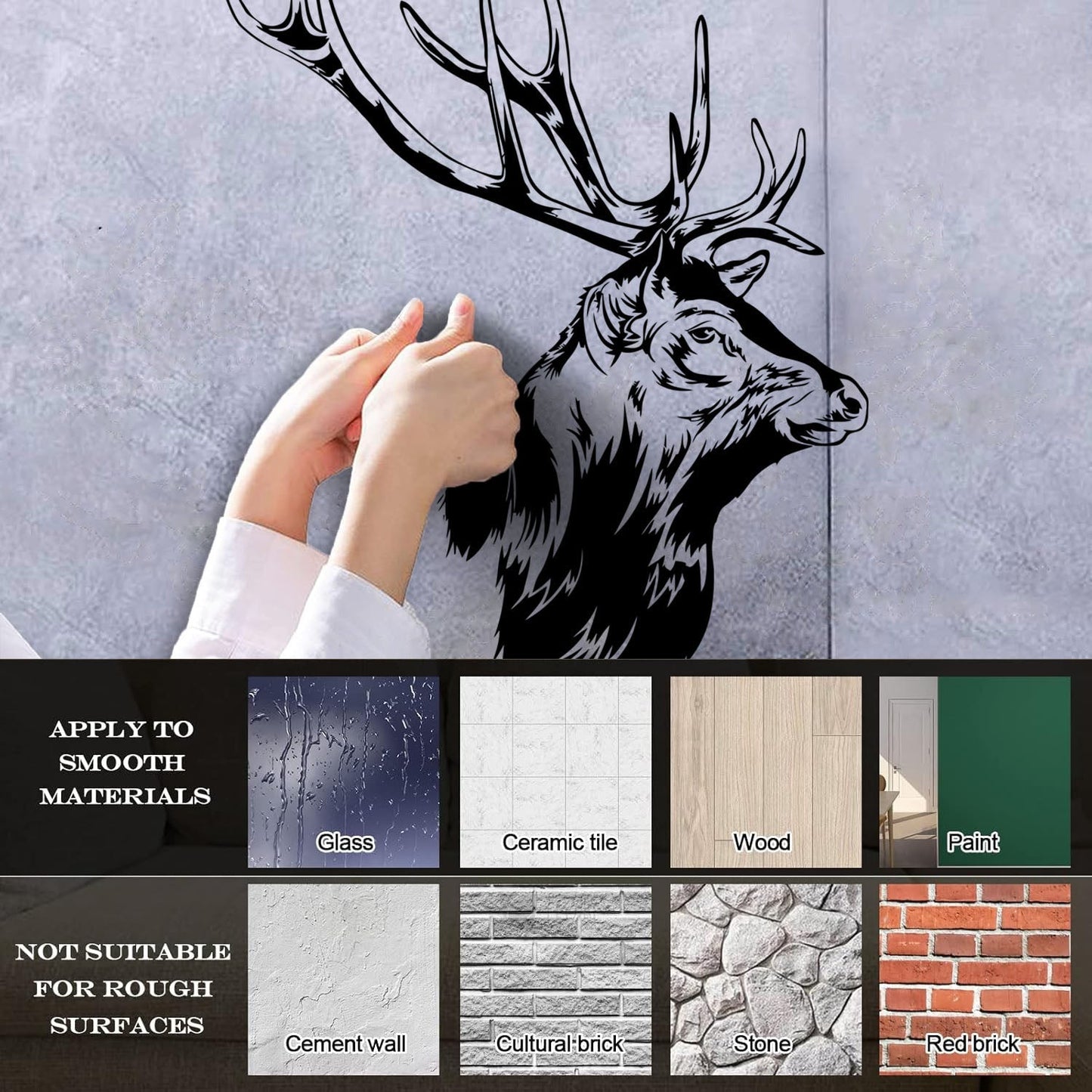 Engraving Stickers Forest Hunting Animal Head Deer Elk Horn Art Decoration