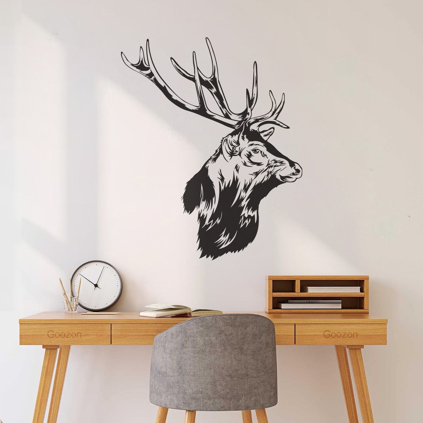 Engraving Stickers Forest Hunting Animal Head Deer Elk Horn Art Decoration