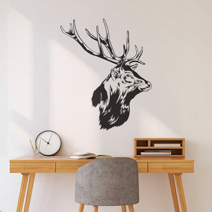 Engraving Stickers Forest Hunting Animal Head Deer Elk Horn Art Decoration