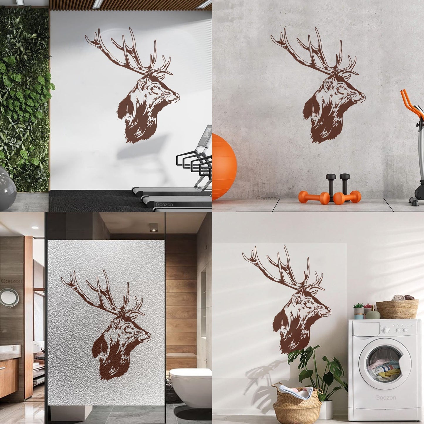 Engraving Stickers Forest Hunting Animal Head Deer Elk Horn Art Decoration