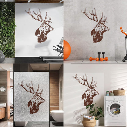 Engraving Stickers Forest Hunting Animal Head Deer Elk Horn Art Decoration
