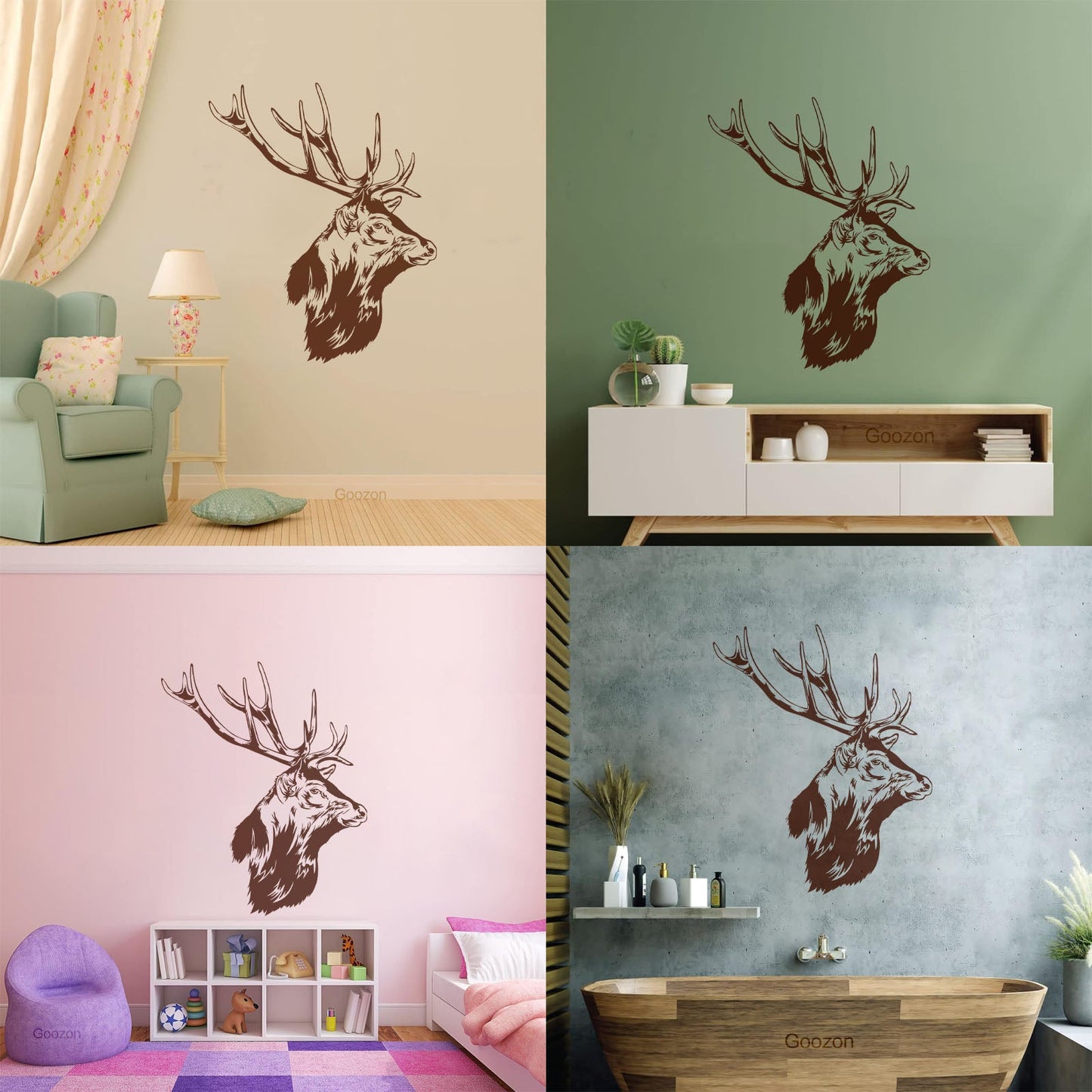 Engraving Stickers Forest Hunting Animal Head Deer Elk Horn Art Decoration