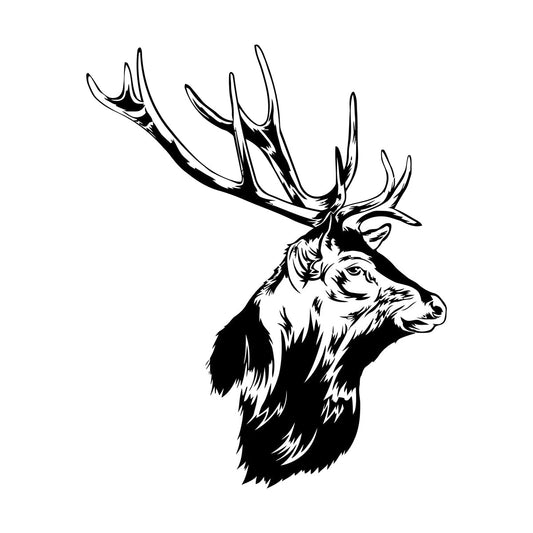 Engraving Stickers Forest Hunting Animal Head Deer Elk Horn Art Decoration