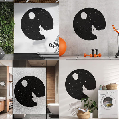 Full Moon Howling Wolf Animal Predator Night Vinyl Wall Stickers Store Decoration