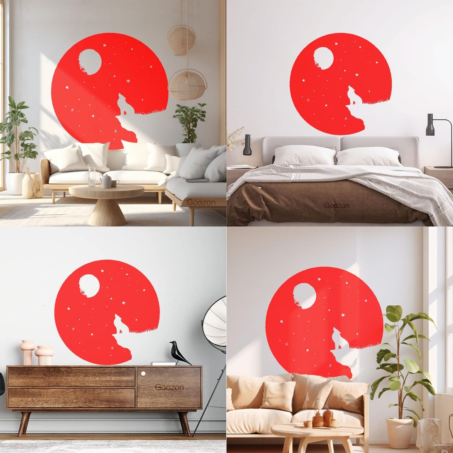 Full Moon Howling Wolf Animal Predator Night Vinyl Wall Stickers Store Decoration