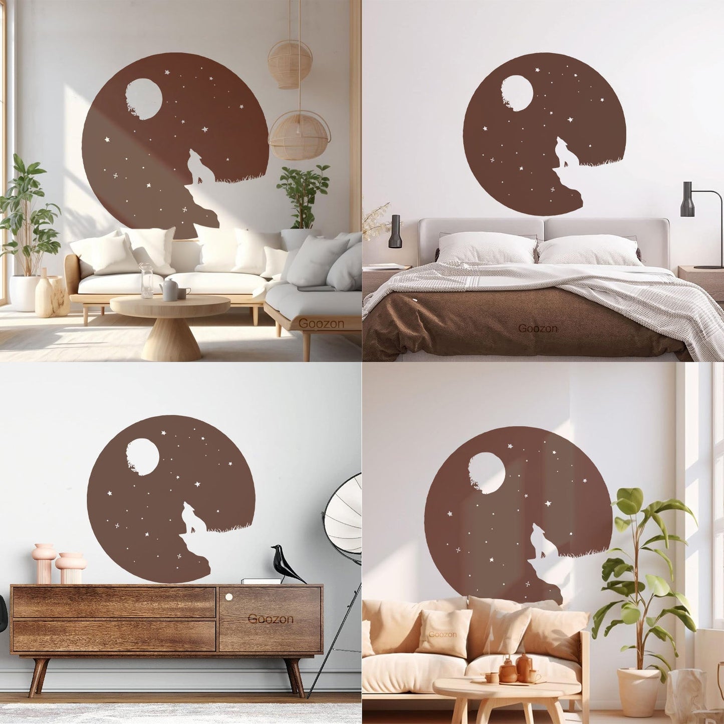 Full Moon Howling Wolf Animal Predator Night Vinyl Wall Stickers Store Decoration