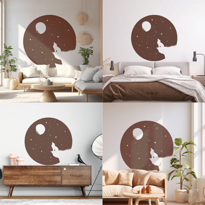 Full Moon Howling Wolf Animal Predator Night Vinyl Wall Stickers Store Decoration