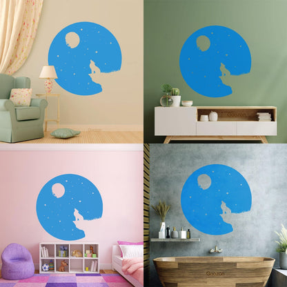 Full Moon Howling Wolf Animal Predator Night Vinyl Wall Stickers Store Decoration