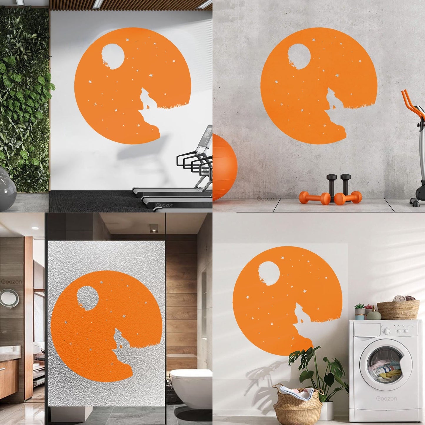 Full Moon Howling Wolf Animal Predator Night Vinyl Wall Stickers Store Decoration