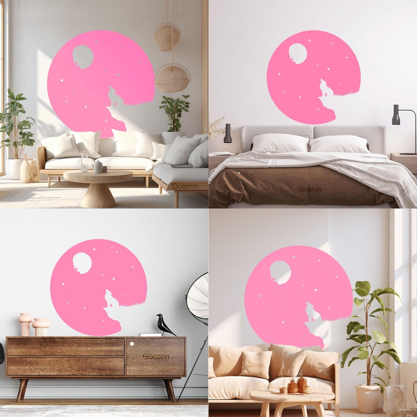 Full Moon Howling Wolf Animal Predator Night Vinyl Wall Stickers Store Decoration