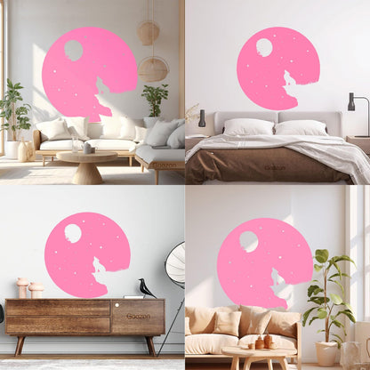 Full Moon Howling Wolf Animal Predator Night Vinyl Wall Stickers Store Decoration