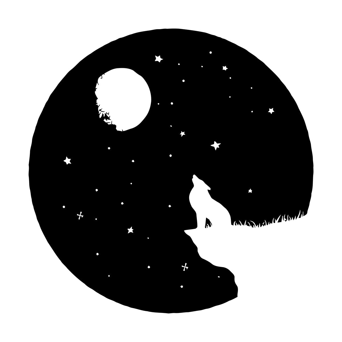 Full Moon Howling Wolf Animal Predator Night Vinyl Wall Stickers Store Decoration