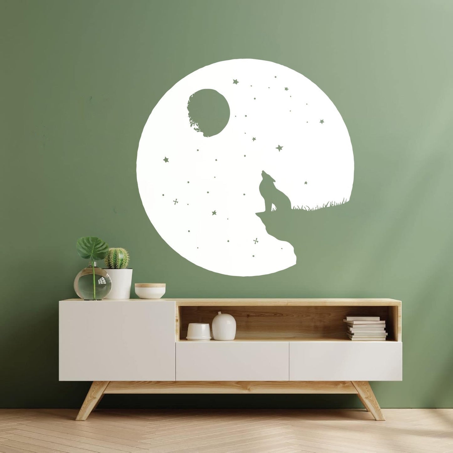Full Moon Howling Wolf Animal Predator Night Vinyl Wall Stickers Store Decoration