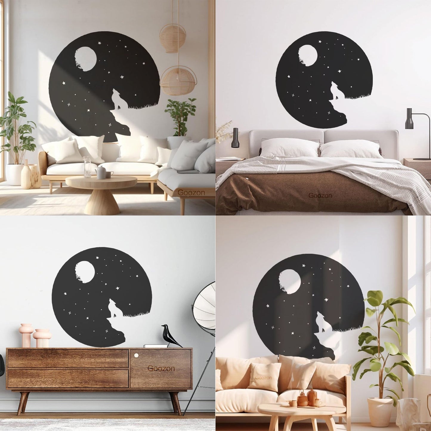 Full Moon Howling Wolf Animal Predator Night Vinyl Wall Stickers Store Decoration