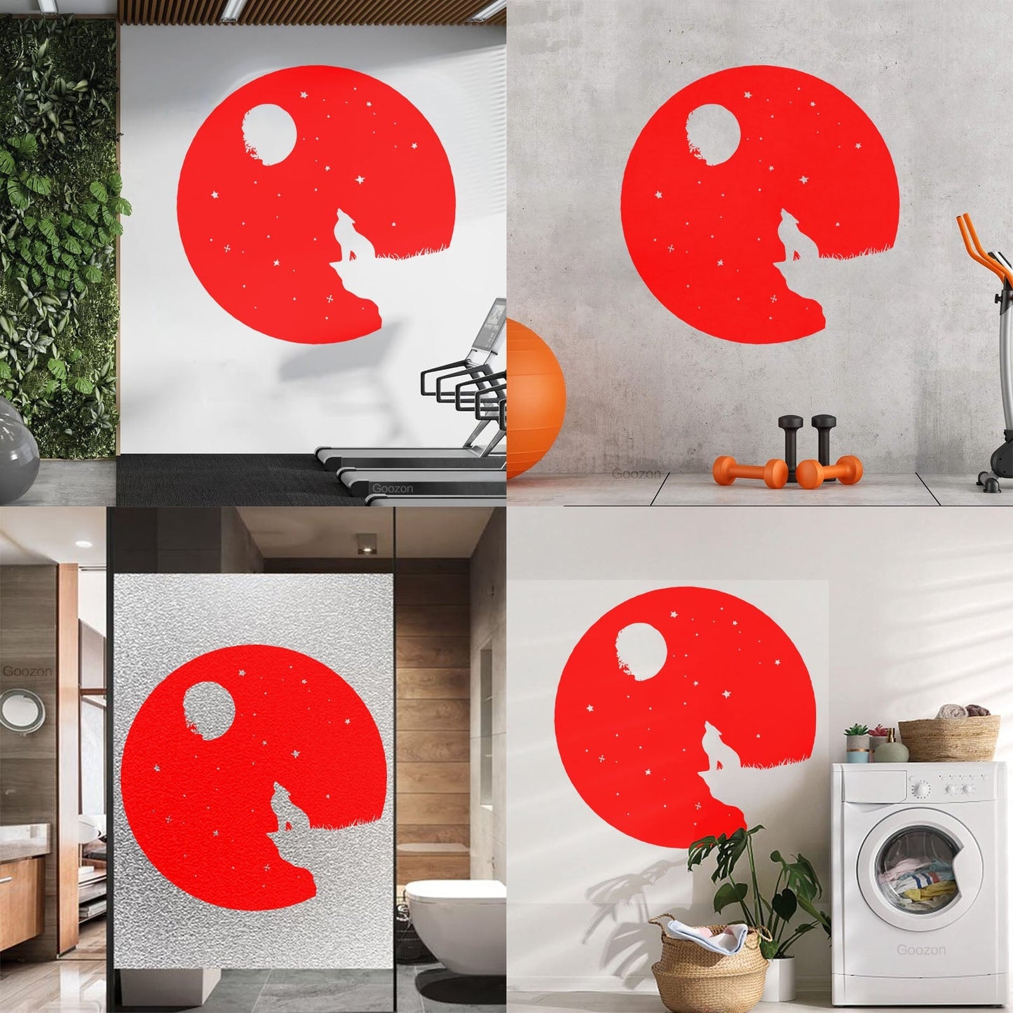 Full Moon Howling Wolf Animal Predator Night Vinyl Wall Stickers Store Decoration