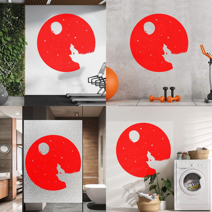 Full Moon Howling Wolf Animal Predator Night Vinyl Wall Stickers Store Decoration