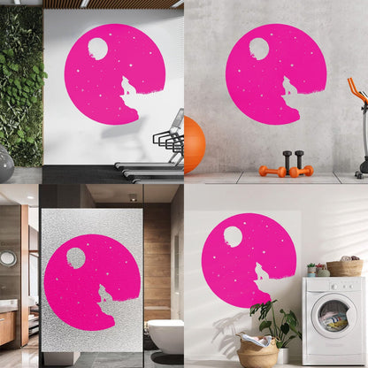 Full Moon Howling Wolf Animal Predator Night Vinyl Wall Stickers Store Decoration