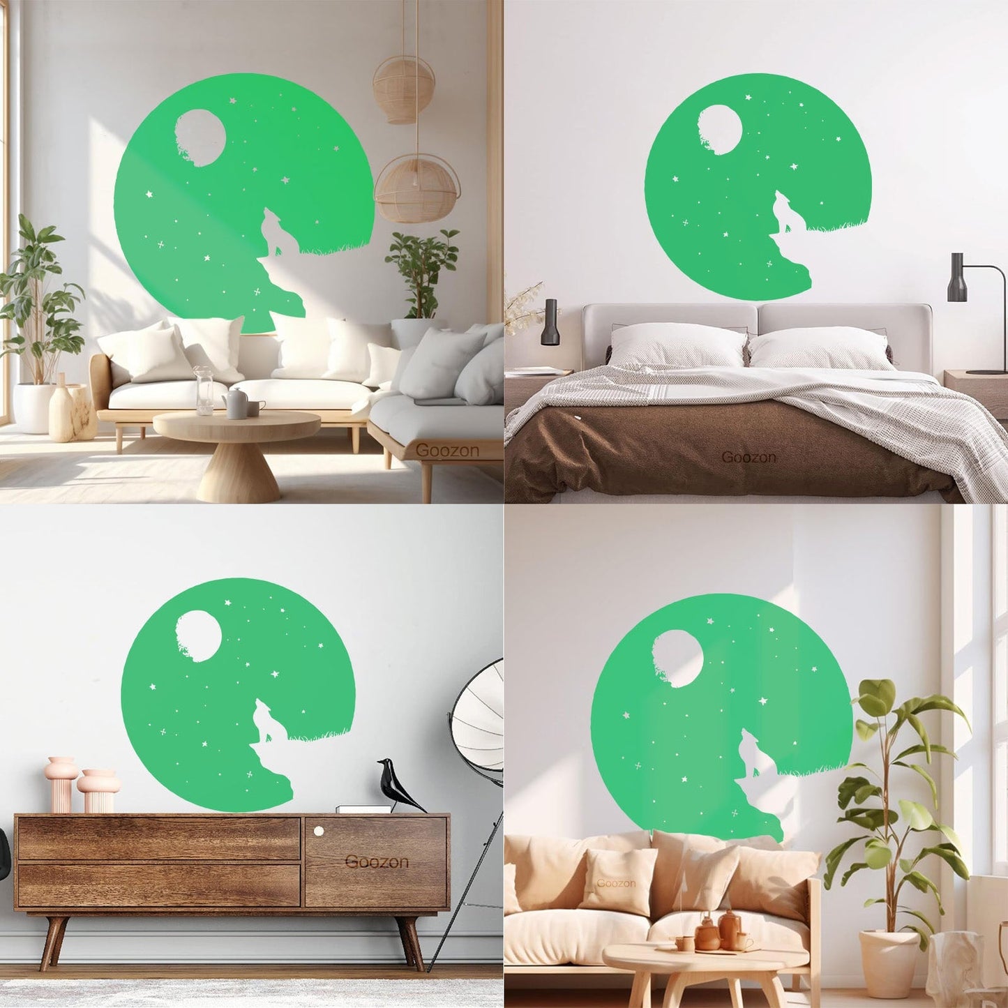 Full Moon Howling Wolf Animal Predator Night Vinyl Wall Stickers Store Decoration