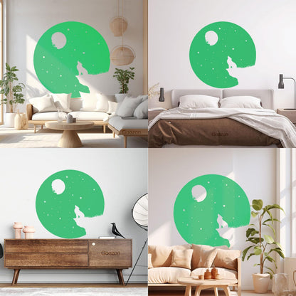 Full Moon Howling Wolf Animal Predator Night Vinyl Wall Stickers Store Decoration