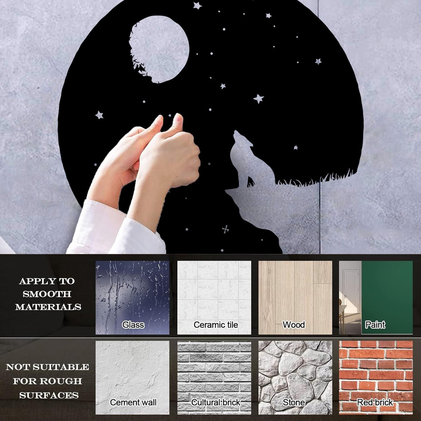 Full Moon Howling Wolf Animal Predator Night Vinyl Wall Stickers Store Decoration