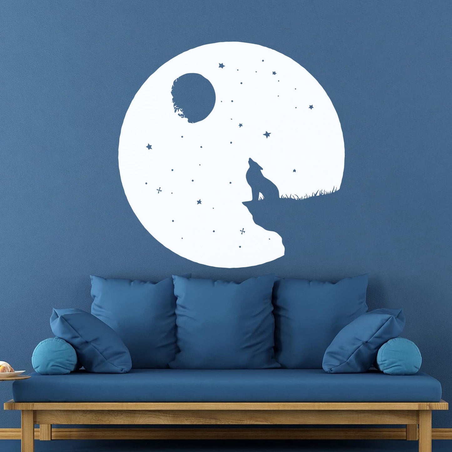 Full Moon Howling Wolf Animal Predator Night Vinyl Wall Stickers Store Decoration