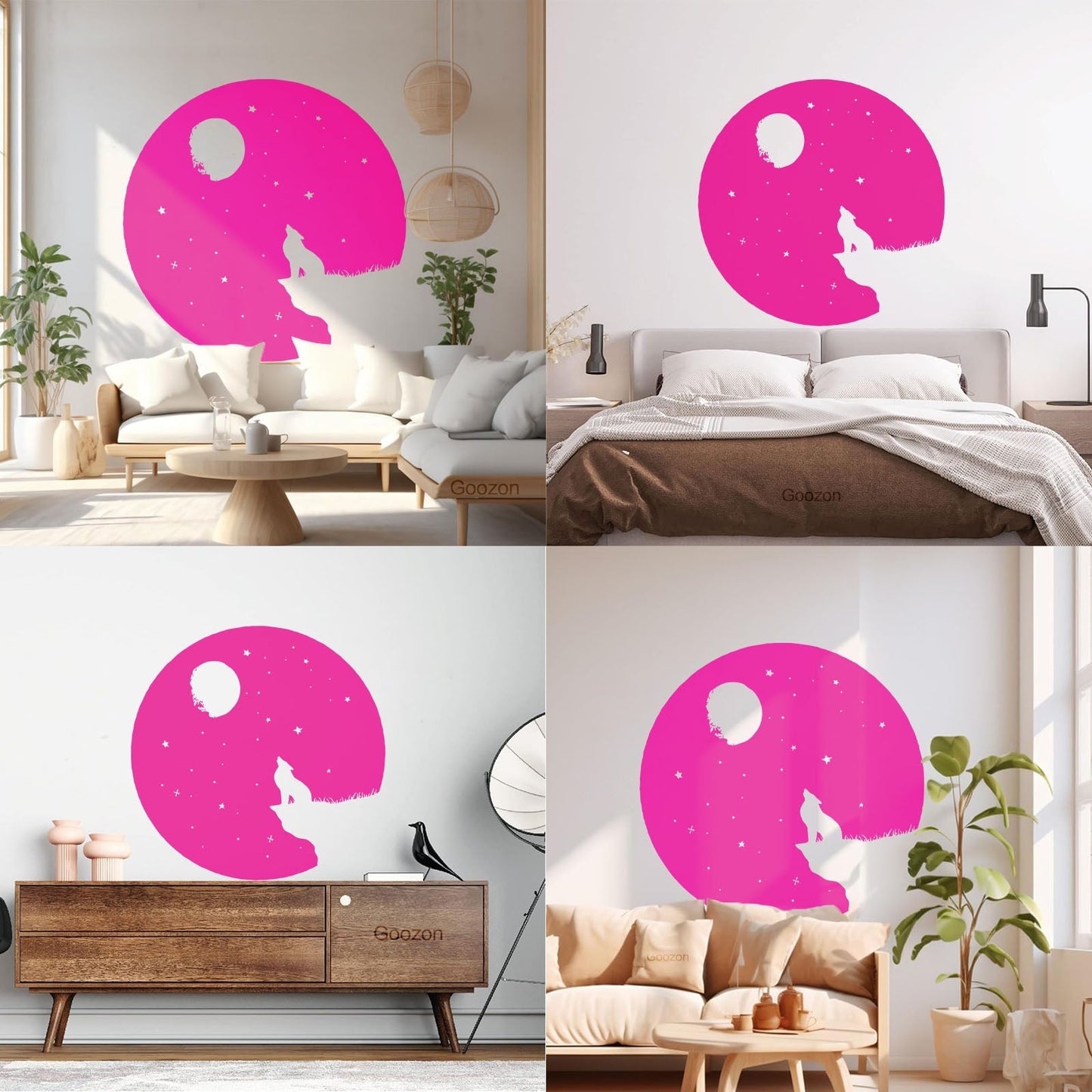 Full Moon Howling Wolf Animal Predator Night Vinyl Wall Stickers Store Decoration