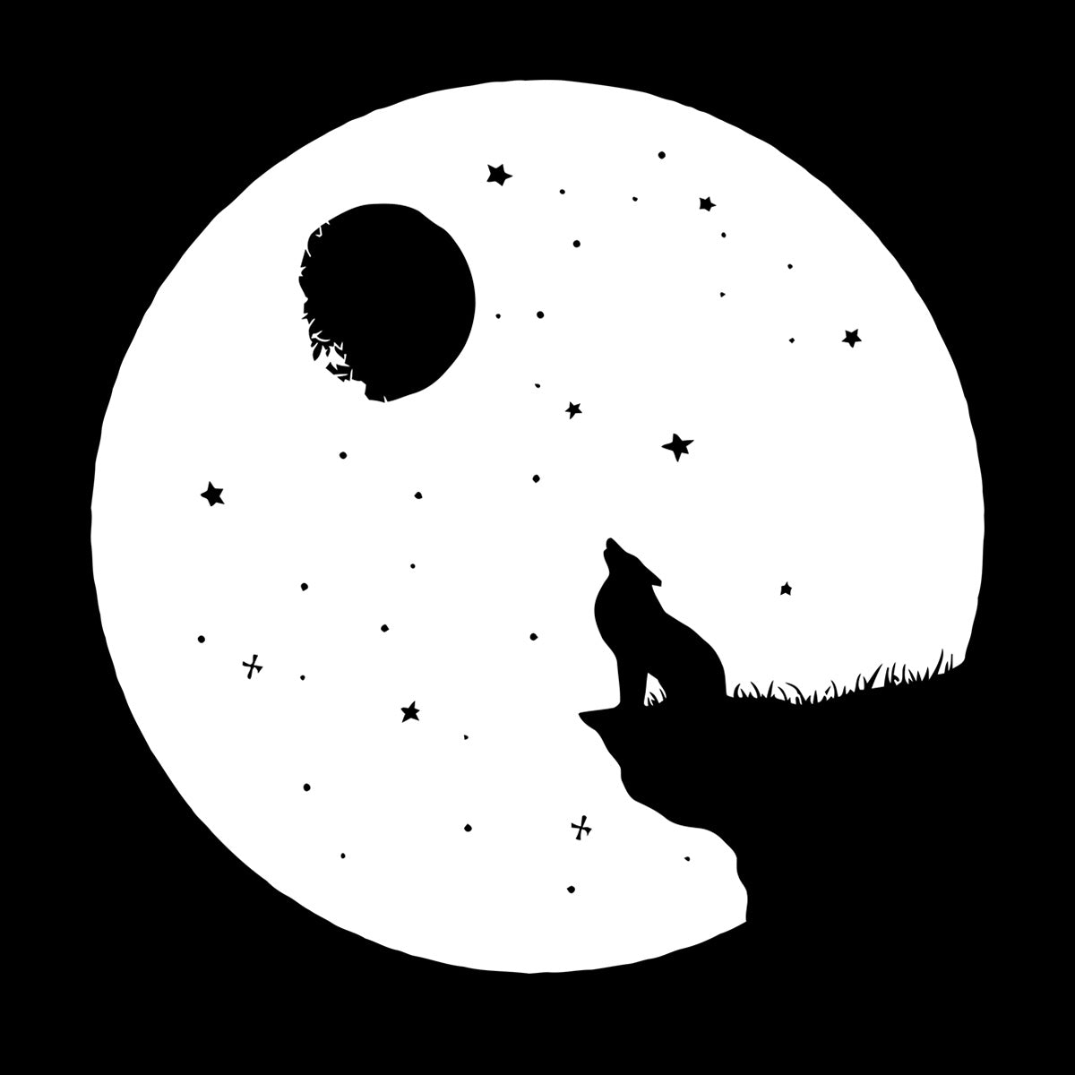 Full Moon Howling Wolf Animal Predator Night Vinyl Wall Stickers Store Decoration