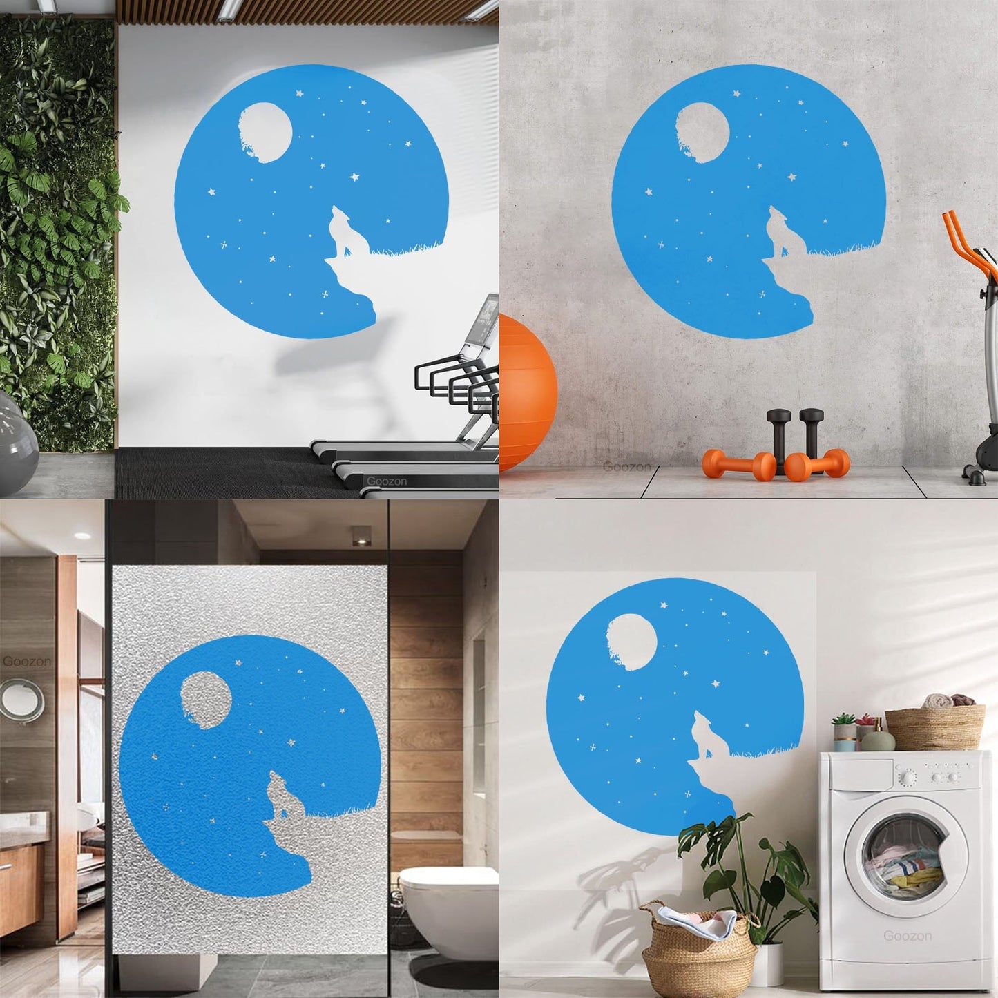 Full Moon Howling Wolf Animal Predator Night Vinyl Wall Stickers Store Decoration