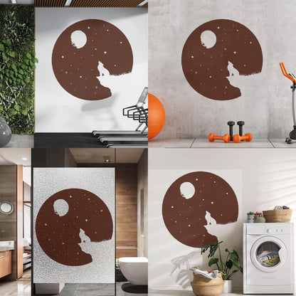 Full Moon Howling Wolf Animal Predator Night Vinyl Wall Stickers Store Decoration