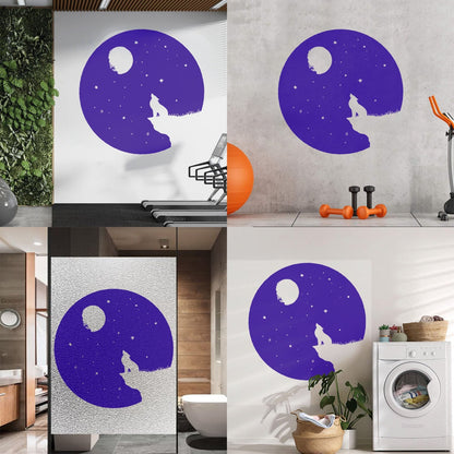 Full Moon Howling Wolf Animal Predator Night Vinyl Wall Stickers Store Decoration