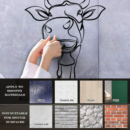 Fine Carving Stickers Funny Cow Drawing Kid Nursery Farm Animal Easy Installation